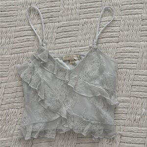 white Lace Ruffle tank top